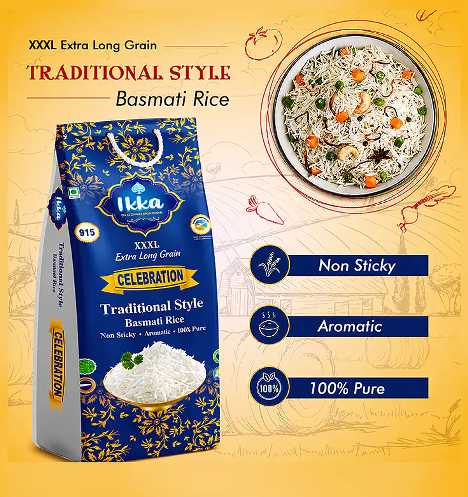 Arroz Basmati Grano Extra Ikka 5 Kilos Calidad Celebration  2