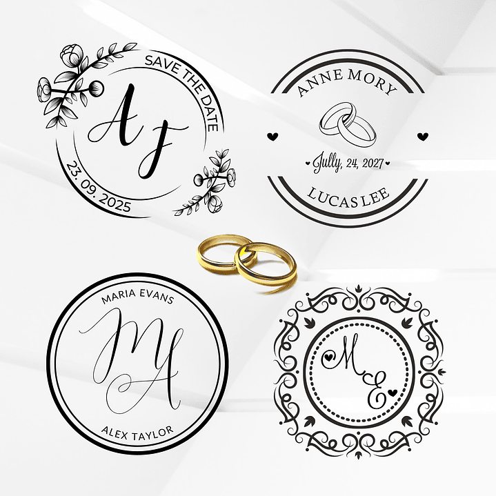 Carimbo para casamento | Carimbo monograma para casamento - Personalizado  1