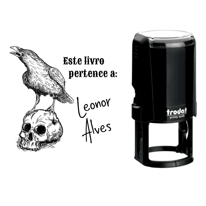 Carimbo Este livro pertence a | Personalizado - Tema Caveira Corvo 2