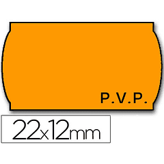 Rolo de etiquetas adesivas meto onduladas 22 x 12 mm pvp- laranja fluorescente rolo 1500