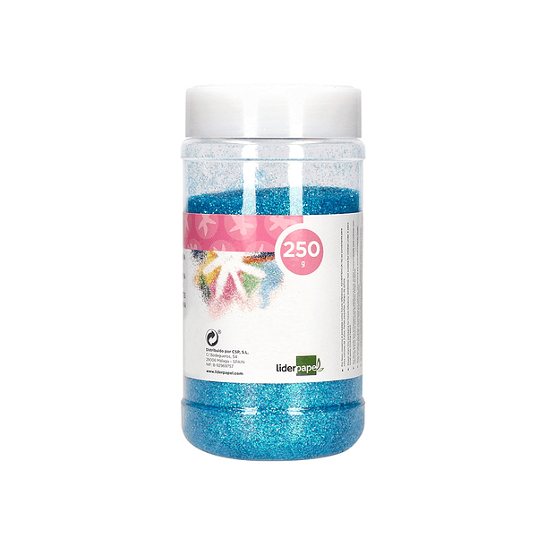 Purpurina liderpapel fantasia cor azul pastel metalizado frasco de 250 gr 1