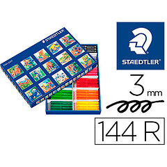 Marcador staedtler cor jumbo traco 3 mm caixa de 144 unidades sortidas 12 x cor