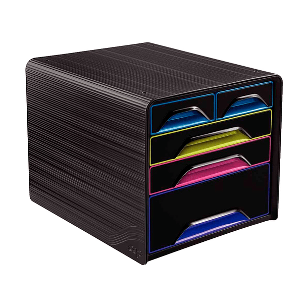 Blocos classificadores de secretaria cep 5 gavetas mistos preto/multicolor 360x288x270 mm 2