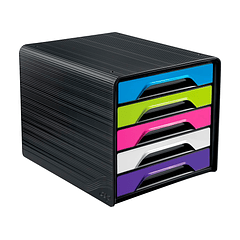 Blocos classificadores de secretaria cep 5 gavetas preto/multicolor flashy 360x288x270 mm