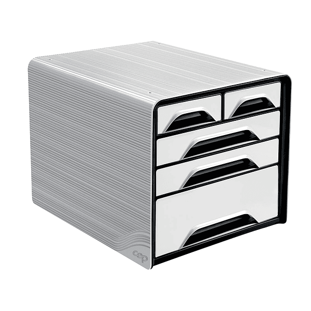 Blocos classificadores de secretaria cep 5 gavetas mistos branco/preto 360x288x270 mm 2