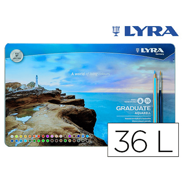 Lapis de cores lyra graduate aquarell caixa metalica de 36 cores sortidas + pincel 1