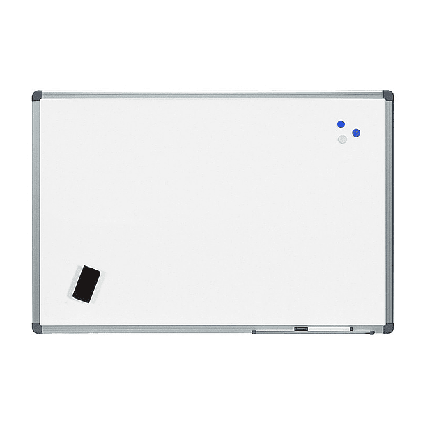 Quadro branco rocada aco vitrificado magnetico moldura aluminio e cantos pvc 120x90 cm inclui bandeja para marcador 2