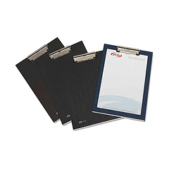 Porta notas pardo cartao forrado pvc folio com miniclip metalico azul