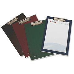 Porta notas pardo cartao forrado pvc folio com miniclip metalico verde