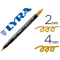 Marcador lyra aqua brush aguarelavel dupla ponta fina e pincel ocre dourado