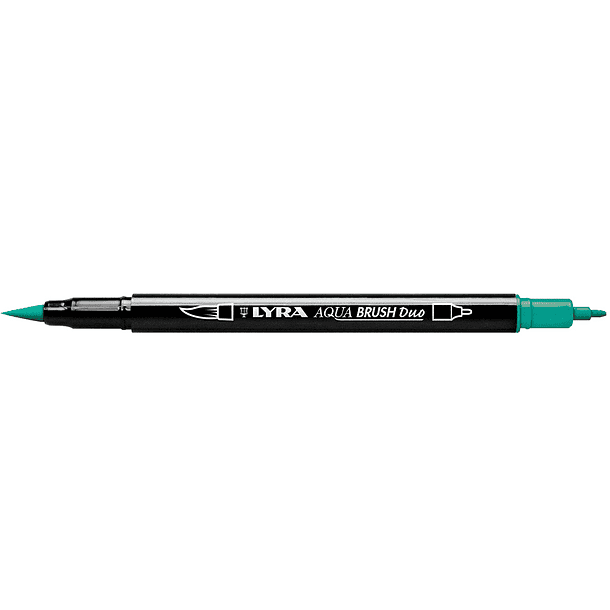 Marcador lyra aqua brush aguarelavel dupla ponta fina e pincel verde noite 2