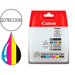 Tinteiro canon pgi-580/cli-581 pixma para ts6150 / ts8150 / tr7550 / tr8550 multipack preto amarelo azul magenta capacid