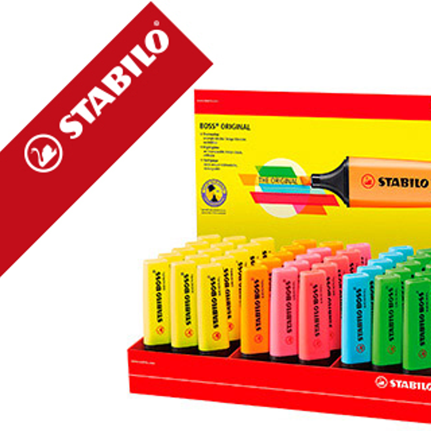 Marcador stabilo boss fluorescente 70 expositor de 45 unidades cores sortidas 1