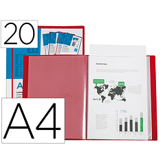 Capa catalogo liderpapel 20 bolsas din a4 vermelho translucido