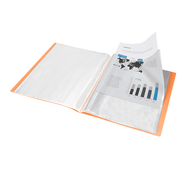 Capa catalogo liderpapel 40 bolsas polipropileno din a4 laranja fluor opaco 8