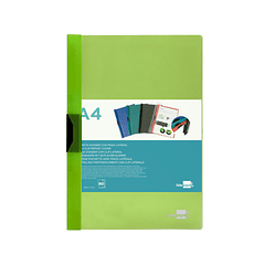 Bolsa dossier liderpapel com clip lateral din a4 verde translucido 60 folhas