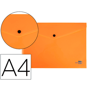 Bolsa porta documentos liderpapel com mola din a4 laranja fluor opaco 50 folhas