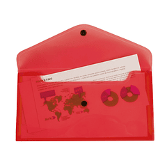 Bolsa porta documentos liderpapel com fecho de mola formato 26x14 cm cor vermelho translucido