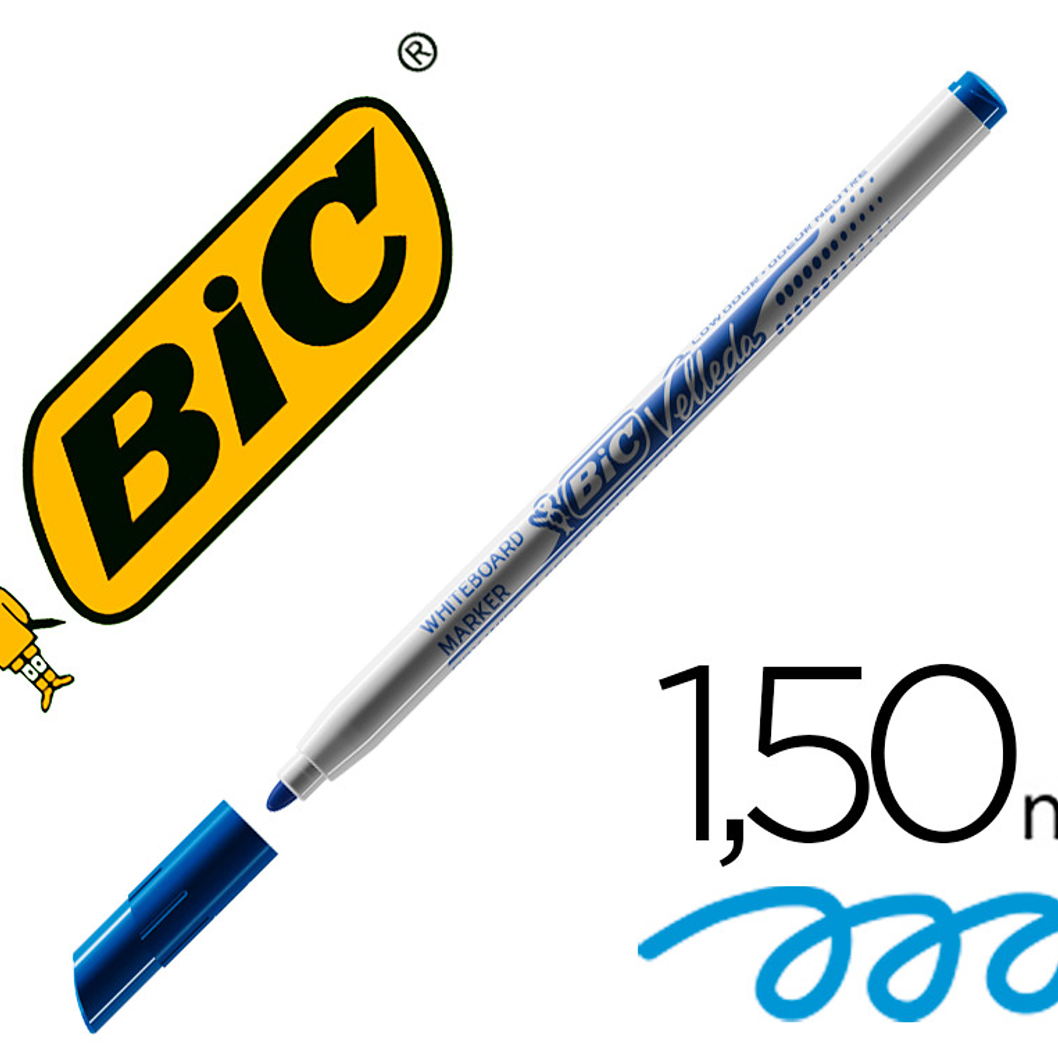 Marcador bic velleda fino para quadro ponta redonda 1,5 mm azul 1