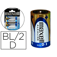 Pilha maxell alcalina 1.5v tipo d lr20 blister de 2 unidades