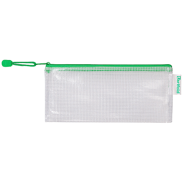 Bolsa multiusos tarifold pvc 250x115 mm abertura superior com fecho porta esferografica e correia cor verde 2