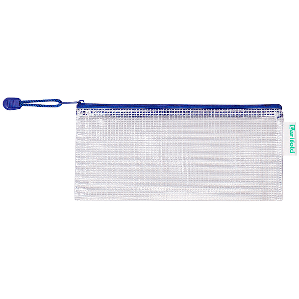 Bolsa multiusos tarifold pvc 250x115 mm abertura superior com fecho porta esferografica e correia cor azul 2