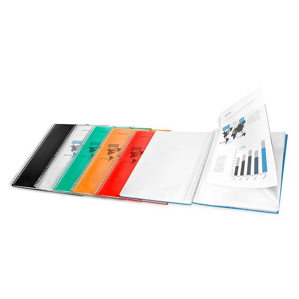 Capa catalogo liderpapel com espiral 30 bolsas polipropileno din a4 transparente 8