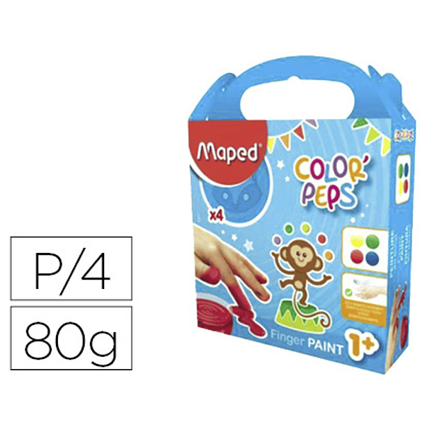 Pintura a dedos maped color peps caixa de 4 botes cores sortidas 80 gr 1