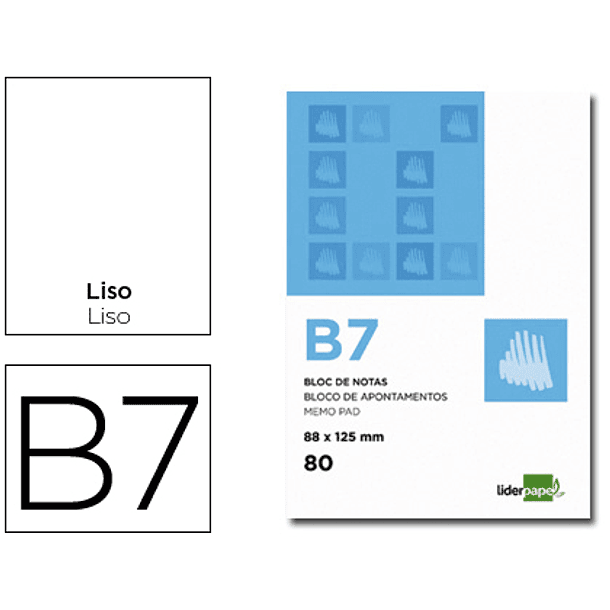 Bloco de apontamentos liderpapel din b7 80 f liso 1