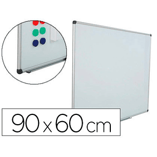 Quadro branco rocada aco vitrificado magnetico moldura aluminio e cantos pvc 90x60 cm inclui bandeja para marcador