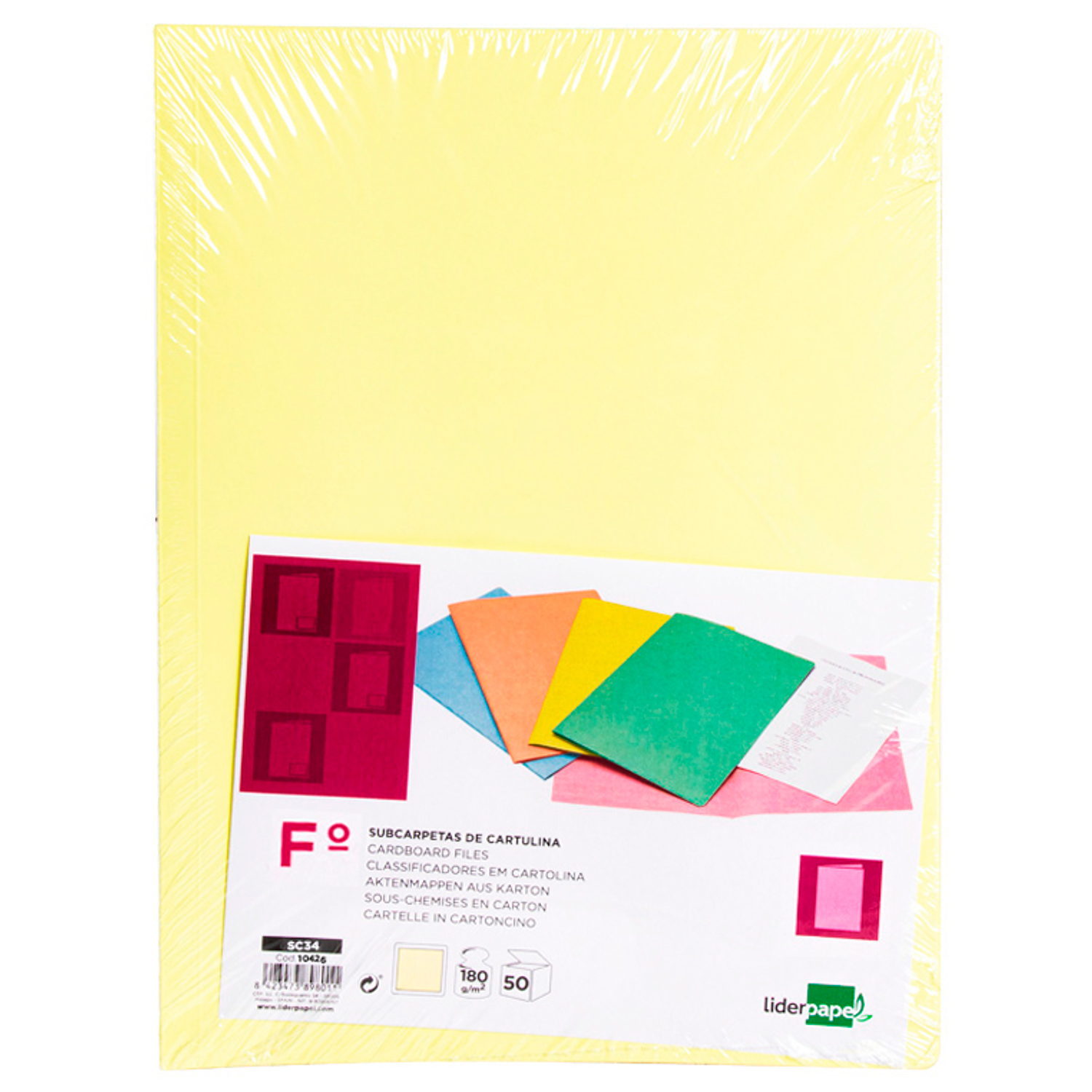 Classificadores liderpapel folio amarelo pastel 180g/m2 2