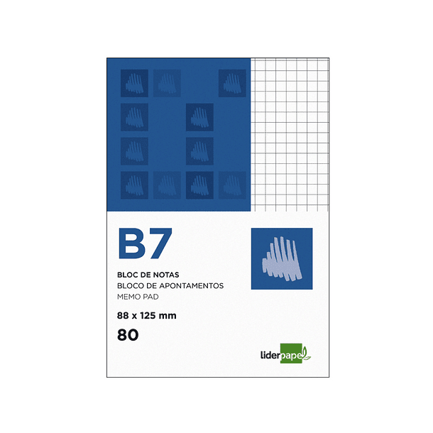 Bloco de apontamentos liderpapel din b7 80 f quadriculado 2