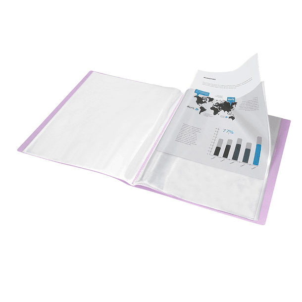 Capa catalogo liderpapel 20 bolsas polipropileno din a4 lavanda opaco 7