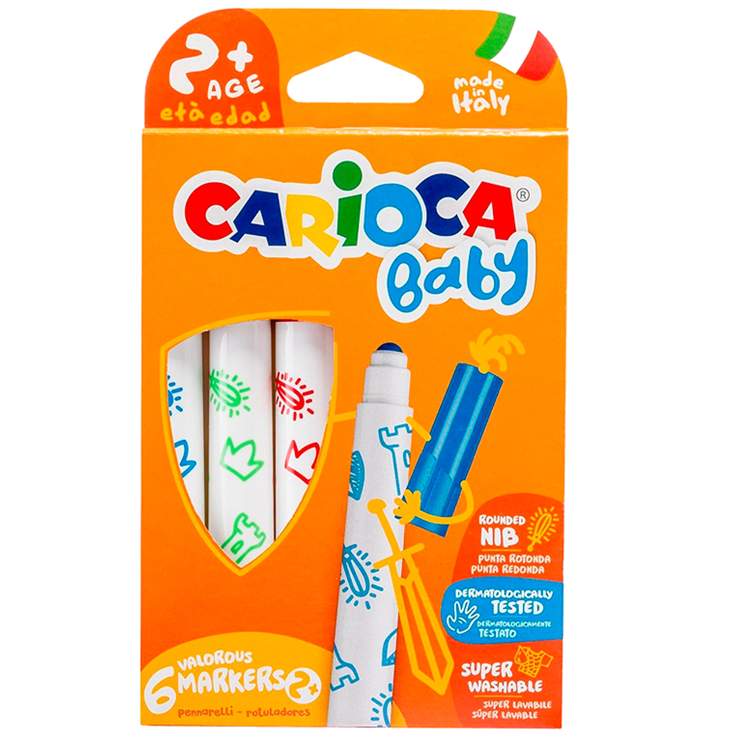 Marcador carioca baby 2 anos caixa 6 cores sortidas 2