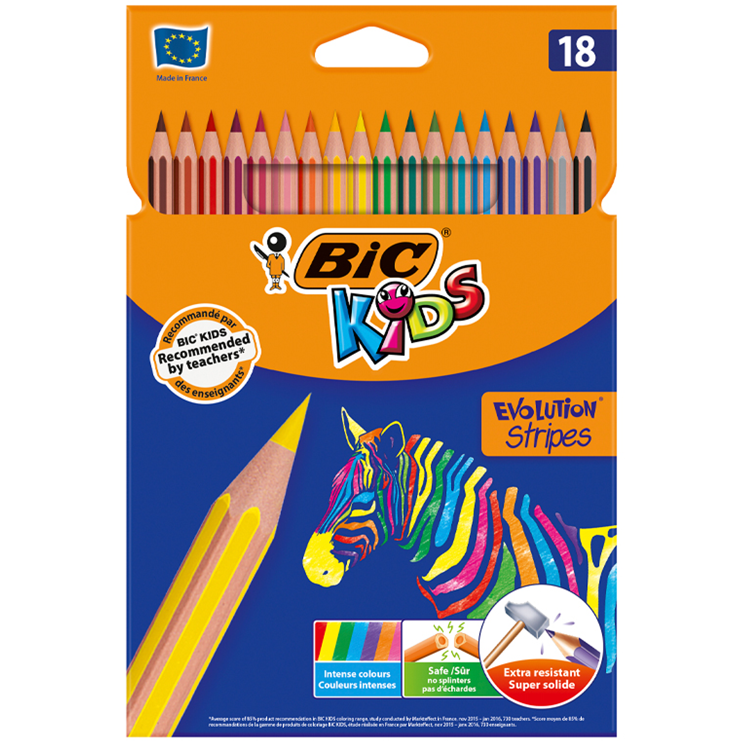 Lapis de cor bic evolution stripes caixa de 18 cores sortidas 1