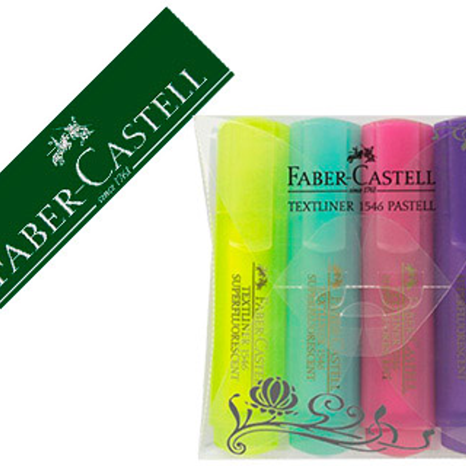 Marcador faber fluorescente 1546 cor pastel estojo 4 unidades sortidas 1