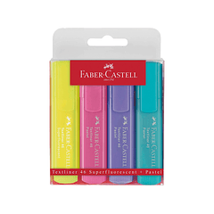 Marcador faber fluorescente 1546 cor pastel estojo 4 unidades sortidas