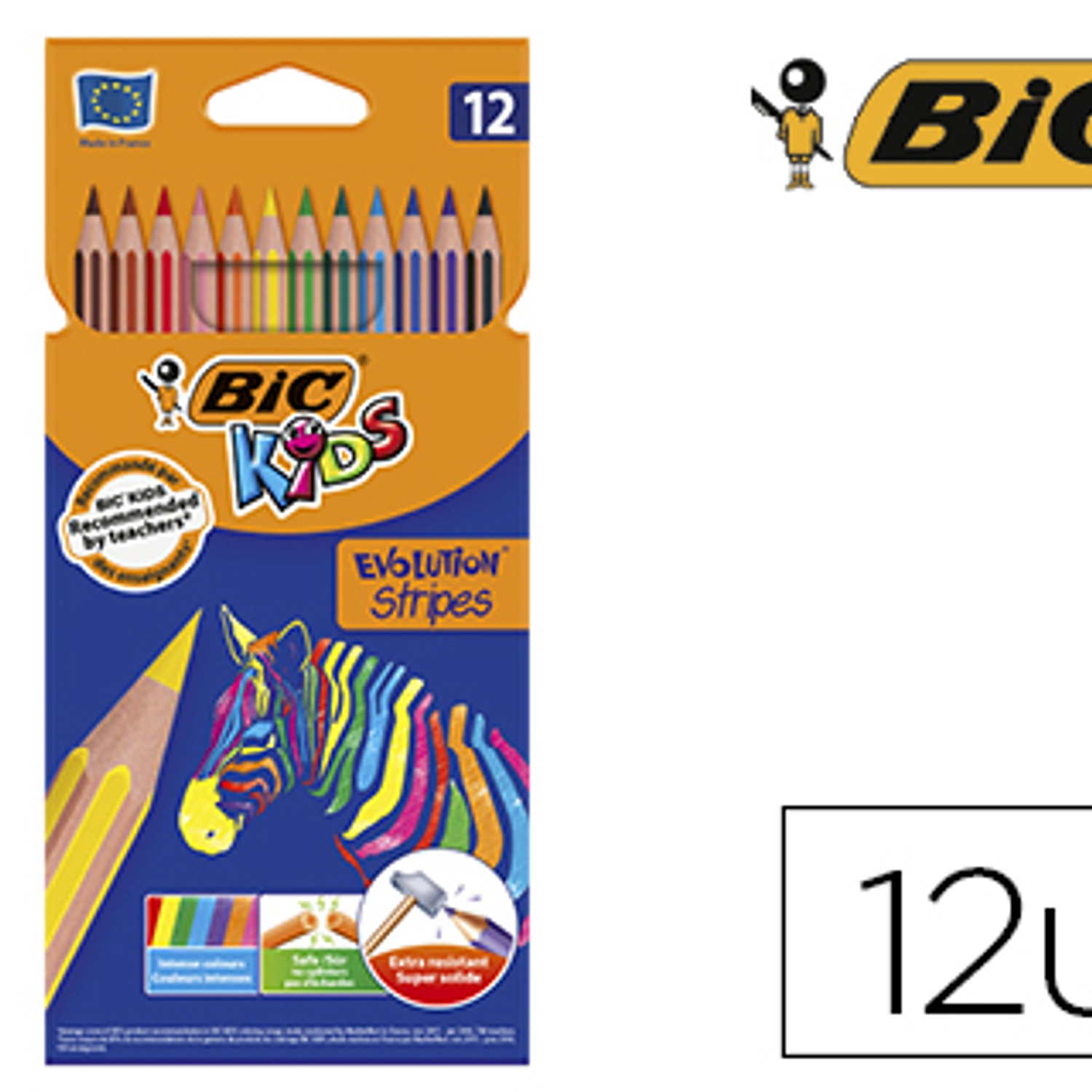 Lapis de cor bic evolution stripes caixa de 12 cores sortidas 1