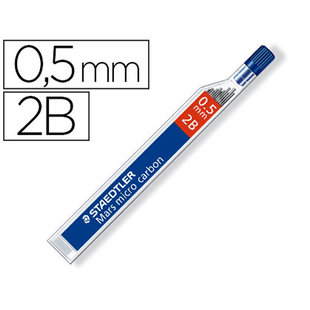 Minas staedtler mars micro grafite 0,5 mm 2b tubo com 12 unidades 2