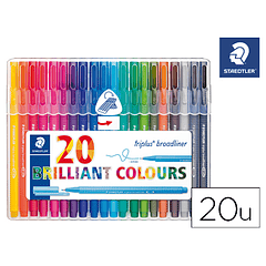 Marcador staedtler triplus broadliner 338 estojo de 20 unidades cores sortidas