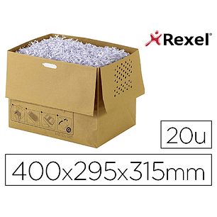 Bolsa de residuos rexel reciclavel para destruidora auto+300x capacidade 40 l pack de 20 unidades 400x295x315 mm