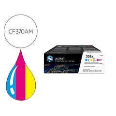 Toner hp 305a laserjet pro 300 / m351 / 400 / m451 / mfp m375 / mfp m475 pack cor amarelo cian magenta 2600