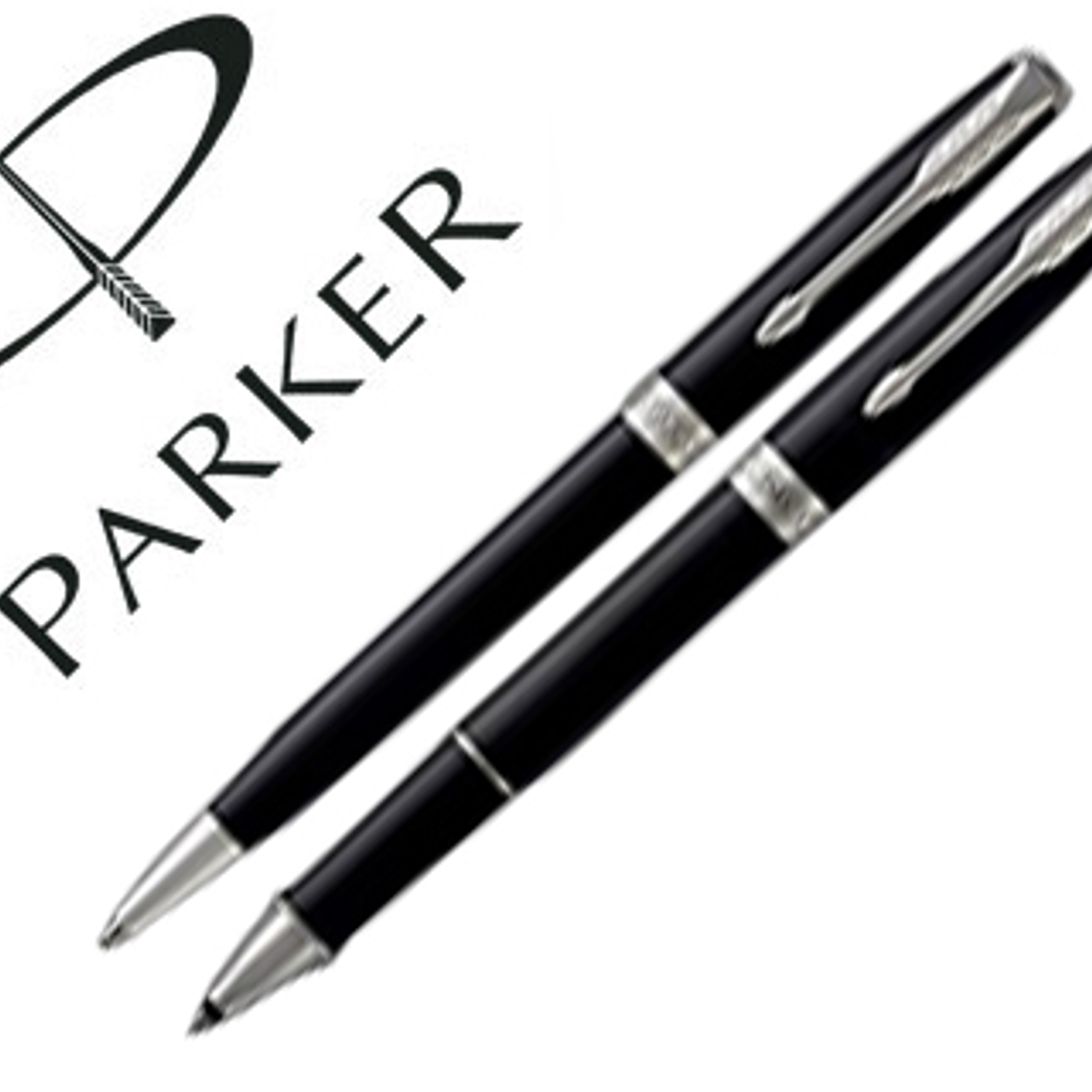 Conjunto parker duo sonnet laca negra ct esferografica + roller 1