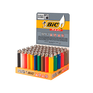 Isqueiro bic maxi j26 expositor de 50 unidades cores sortidas