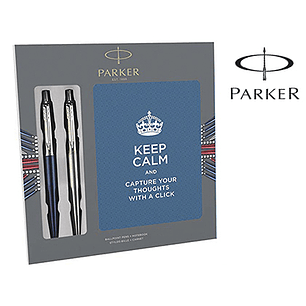 Esferografica parker jotter aco + azul + bloco expositor de 9 conjuntos de oferta