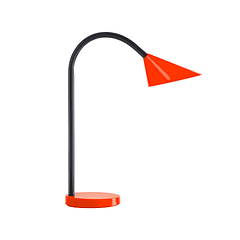 Candeeiro de escritorio uniluxsol led4w braco flexivel abs e metal vermelho base 14 cm diametro