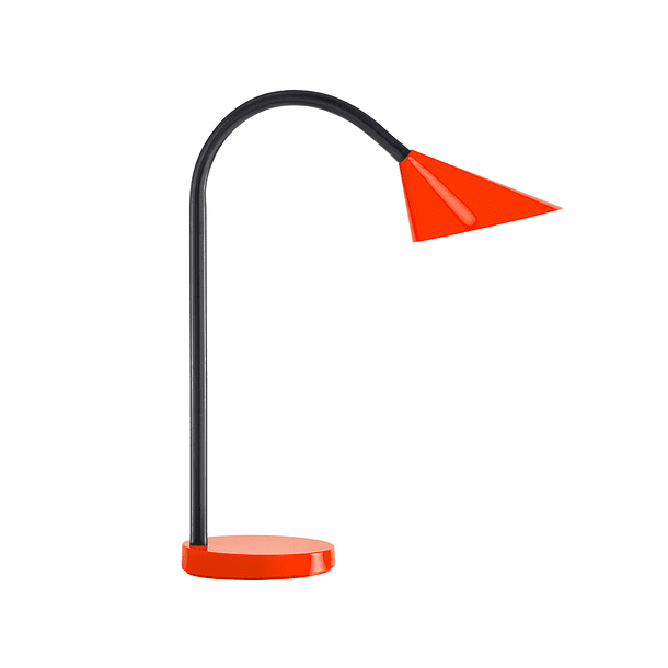 Candeeiro de escritorio uniluxsol led4w braco flexivel abs e metal vermelho base 14 cm diametro 2