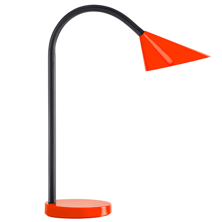 Candeeiro de escritorio uniluxsol led4w braco flexivel abs e metal vermelho base 14 cm diametro 2