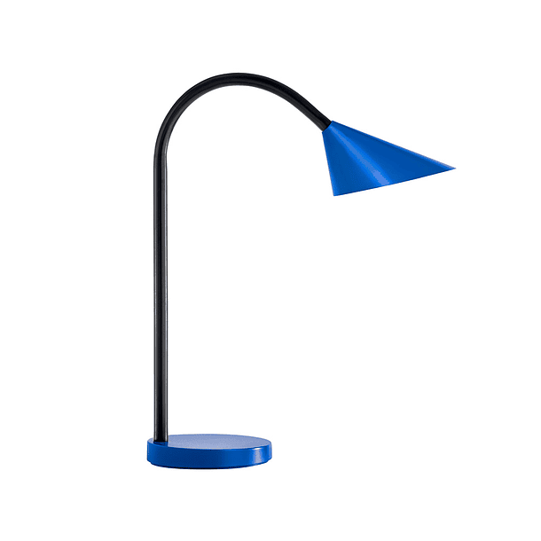 Candeeiro de escritorio unilux sol led 4w braco flexivel abs e metal azul base 14 cm diametro 2