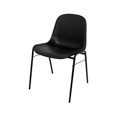 Cadeira q-connect alborea confidente estrutura tubo de metal preto com encosto pvc ergonomica preta 77x45x42 cm